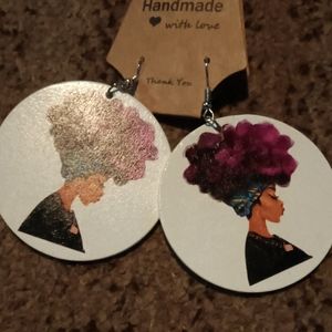 Purple afro centric earrings